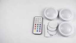 RGB LED Under Cabinet Lights with Remote Control Battery Powered Wireless Dimmable Night Lamp LED Lights for Home Wardrobe Light