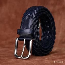 3.5CM Wide Leather Woven Belt Men's First Layer Cowhide Handmade Belt Men's Pin Buckle Versatile Casual Pants Belt