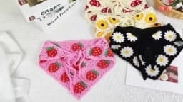 Womens Triangle Knit Scarf Strawberry Headband Hair Cute Girl Accessories Crochet Head Scarf