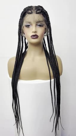 36in Full Lace Cornrow Braided Wigs Synthetic Natural Braiding Hair Wigs Box Braided Lace Wigs with Baby Hair for Black Women