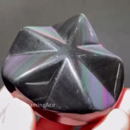 1pc Rainbow Obsidian Five-Pointed Star Carving - Deep Purple to Black Gradient, Polished Natural Stone Decor for Home, Office