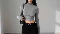 Womens Long Sleeve Turtleneck T Shirts Ribbed Tight Knit Sexy Slim Fitted Casual Women's Basic Crop Tops Cropped T-Shirt
