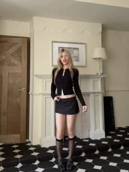 Women RA High Waist Side Zips The Two-way Mini Skirt Shorts