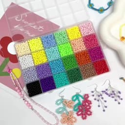 4mm 3600pcs Candy Color Acrylic Beads Set 24 Colors Solid Round Beads for DIY Jewelry Making Bracelets Necklaces Crafts 1mm Hole