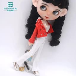 28-30cm Blyth Doll Clothes Azone OB 24 Fashion Leather Jackets Jeans Flared Pants Tube Top Accessories Girls Gift Toys