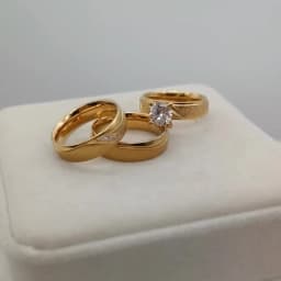 3pcs Wedding Engagement Rings Bridal Sets For Men and Women Anniversary Love Alliance Couple Bands 18k Gold Plated Jewelry