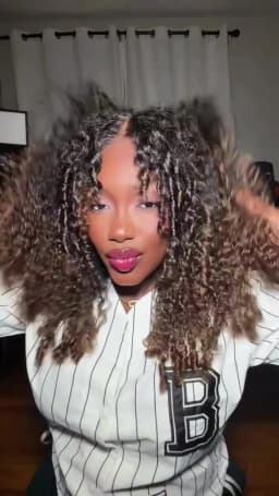UNice Bye-Bye Slip™ 7x5 Lace Ombre Brown Burmese Curly Wig With Finger Coil Ends Pull & Go Drawstring Glueless Wig Ready To Wear