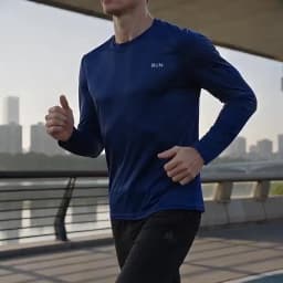 Men's Ice Silk Long Sleeve T-Shirt Quick Dry Breathable Lightweight Cooling Gym Running Fitness Outdoor Casual Sports Top