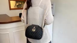 Small Quilted Crossbody Bag, Stylish PU Leather Shoulder Purse with Vintage Round Shape, Trendy Accent - Perfect for Daily Use