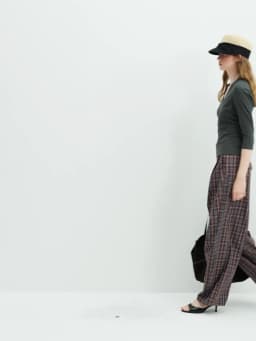 FSLE 2026 Fall Women's Chic High Waist Cotton Plaid Wide Leg Dress Pants - Relaxed Fit Casual Trousers for Daily Wear Style