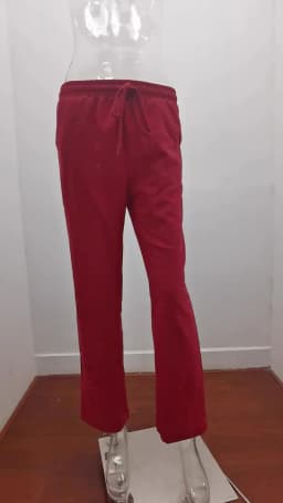 Spring and summer new solid color cotton and linen drawstring loose casual wide leg pants