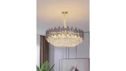 LUVODI Modern Crystal Chandelier Raindrop Pendant Light with 3 Color Lights for Choose