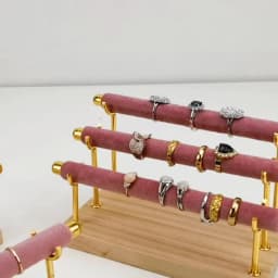 Solid Wood Pink Velvet Jewelry Exhibitor Stand Ring Earrings Storage Stand Bracelet Watch Display Stand