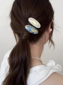 2pcs/set Acetate Hair Clip Barrettes Small Size Oval Geometric Side Pins Colorful Hairpin Cute Sweet Women Hair Accessories