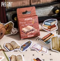 46Pcs Retro Book Collection Stickers Set Decorative Scrapbooking Labels for Diary Journal Planner Album Phone Stationery