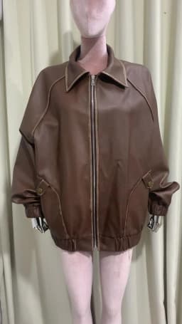 Lautaro Spring Autumn Cool Retro Oversized Distressed Black Soft Faux Leather Jackets for Women Zipper Maillard Style Clothes