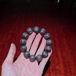 Authentic Natural Ebony Tibetan Six-Character Mantra Tibetan Prayer Wheel Bracelet 15mm Unisex Bracelet