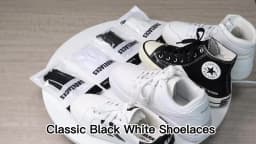1Pair Classic Shoelaces Flat Black White Shoe Lace Double Fabric Non-slip Polyester Laces Casual Sport Shoestrings 100/120/140CM