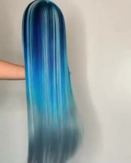 13x4 Glueless Blue Long Straight Synthetic Lace Front Wig Pre Plucked Ready To Wear for Women 24-32 Inch Daily Use