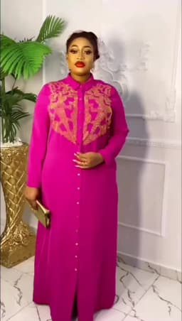 African American Expensive Shirtdress Solid Color Front and Rear Heavy Rhinestone Embellishment BOUBOU