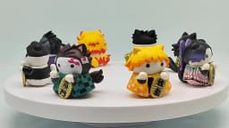 8pcs Q Version Demon Slayer Sitting Ghost Doll Tanjiro Nezuko Inosuke Zenizu Toy Figure Lucky Cat Series PVC Model Birthday Gift
