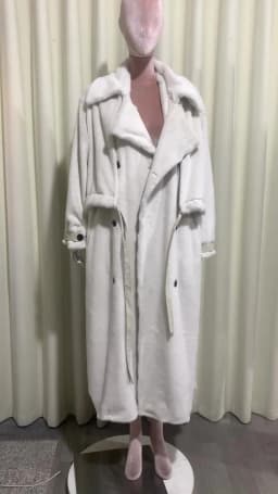 Nerazzurri Autumn Winter Oversized Long Fluffy Warm Soft Faux Mink Fur Coat Women Drawstring Double Breasted Furry Overcoat