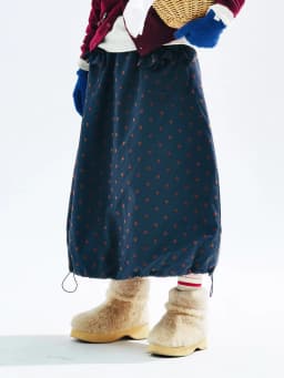 Velvet Polka Dot Lantern Skirt, Elastic - Waist Pocket Design, Retro Commute, Artistic & Chic 255282