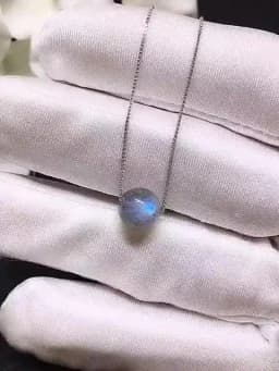 Buyee 925 Sterling Siver Bead Stone Pendant Chain Natural Moonlight Stone Necklace for Women Fashion Party Fine Jewelry Chain