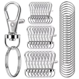 Keychain Making Kit 25PCS Keychain Clips Hooks and 25PCS Key Chain Rings Keychain Accessories, Lobster Claw Clasps for Crafts