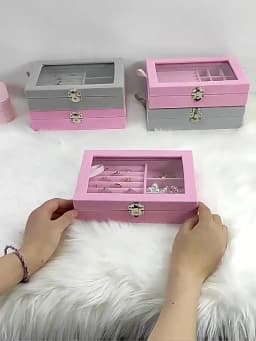 New Transparent Window Large Capacity 24 Grid Jewelry Storage Box, Simple And High-end Ring Necklace Jewelry Storage Display Box