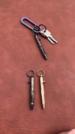 Brass Quick Release Writing Pen Cylindrical Bolt Ballpoint Pen Mini Keychain Business Signature Stationery Gift Pen EDC Tool