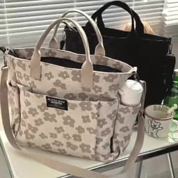 3D Floral Design Tote Bag, Thickened Zipper, Multifunctional Canvas Bag, Student Computer Handbag Shoulder Crossbody School Bag,