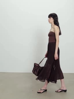 ZIQIAO Design-Forward Asymmetrical Drape Women Chiffon Skirt Spring 2026 New Arrival Soft Elegance Long Skirt Elastic Waistband