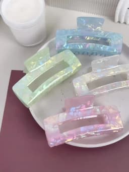 4pcs large simple and elegant mermaid hair clip, suitable for daily, festival, wedding, multi-color mix, elegant lady hair clip