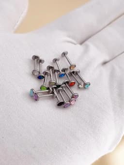 10Pc 20/18/16g G23 Titanium Piercing CZ Lip Labre Earrings Set Lip Stud Ring Tragus Free Spiral Cartilage Piercings Body Jewelry
