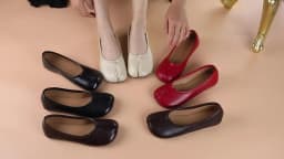 Spring Women's Split Toe Ballet Flats Soft PU Slip On Loafers Comfortable Casual Walking Shallow Mouth Daily Shoes for Ladies