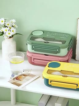 Compartment 1300ML Portable Lunch Box Kids Students Office Bento Box With Fork and Spoon Microwave Food Storage Container