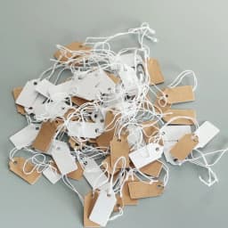 100pcs/lot Jewelry Small Tags Square Blank Tags Card Cowhide Elastic Thread Hanging Tags Price Tag Jewelry Display Marking Label