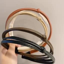 Sweet And Cool PU Leather Narrow Edge Headband for Women Elegant Simple Face Wash Headband Fashionable Girl Hair Band Hair Acces