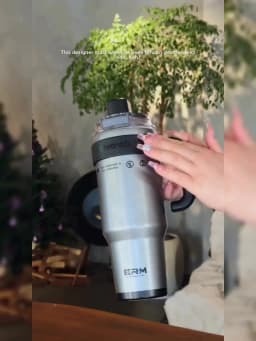 1200ML Extra Large Ceramic Tumbler Drinkware Stainless Steel Water Bottle Insulated Vacuum Flask Straw & Handle Leakproof