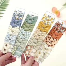RAINBOW BOWS 10Pcs/set Handmade Fabric Printed Barrette Boutique Mini Bangs Bow Hair Clip Ins Daisy Hairgripes Spring Style
