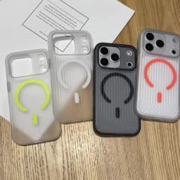 Corrugated Pattern For Magsafe Magnetic Wireless Charge Case For iPhone 17 16 15 14 13 Pro Max Transparen Bumper PC Matte Cover
