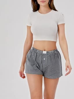 hirigin Women Y2k Gingham Boxer Shorts Stripes Button Elastic Waist Boxers Cute Mini Bloomers Plaid Loose Fit Boy Shorts