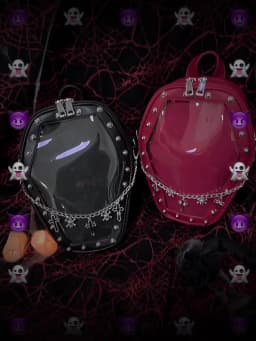 Gothic Punk Coffin Shape Ita Bag Women Clear Backpacks Dark Lolita Handbag and Shoulder Bag Girls Cosplay Designer 2 Insert