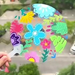 5Pcs Plastics Transparent Blank Fan Children DIY Stage Performance Hand Fan Decor For DIY Craft Make Hand Graffiti Fan
