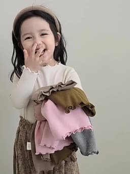 Toddler Girls Chic Ruffle Lace Turtleneck Top Soft Stretch Imitation Wool Long Sleeve Blouse Kids Casual Daily Wear Shirt