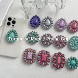Luxury Socket Tok Phone Grip Retro Turquoise Phone Stand Unique Charm Foldable Grip Fashion Phone Support Desk Stand