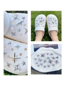 18pcs/Set Detachable Punk Style Metal Rivets Decorative Buckles For Garden Shoes & Hole Shoes New