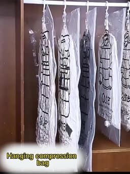 Vacuum Hanging Storage Bags Space Saving Clothes Compression Covers Reusable Closet Bag For Down