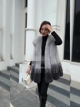 Fox fur vest women's medium and long 2024 new fashion fur vest thick coat real fur for winter